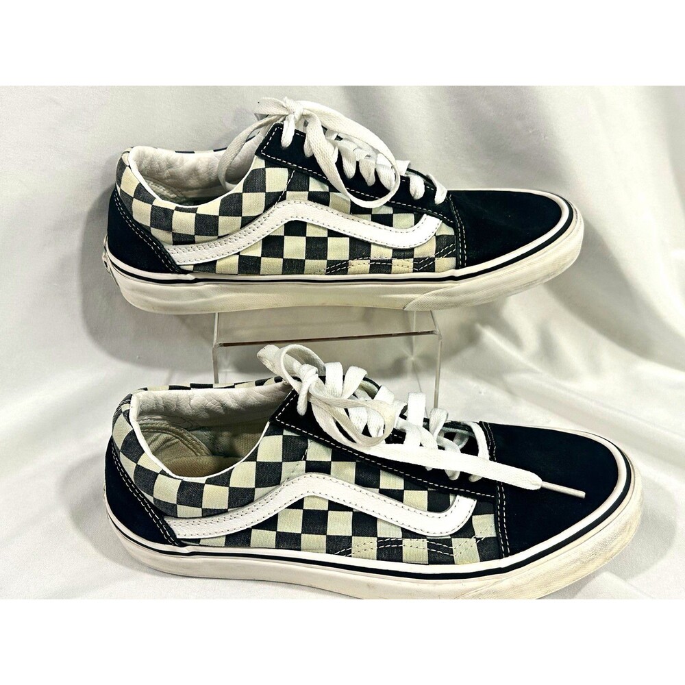Vans Old Skool Black White Checkerboard Suede Canvas Sneakers Women’s Size 9
